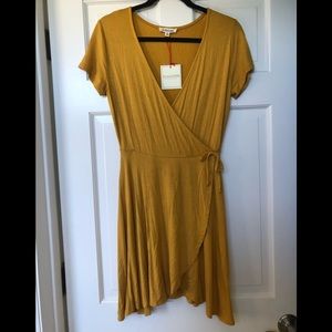 Mustard jersey wrap dress